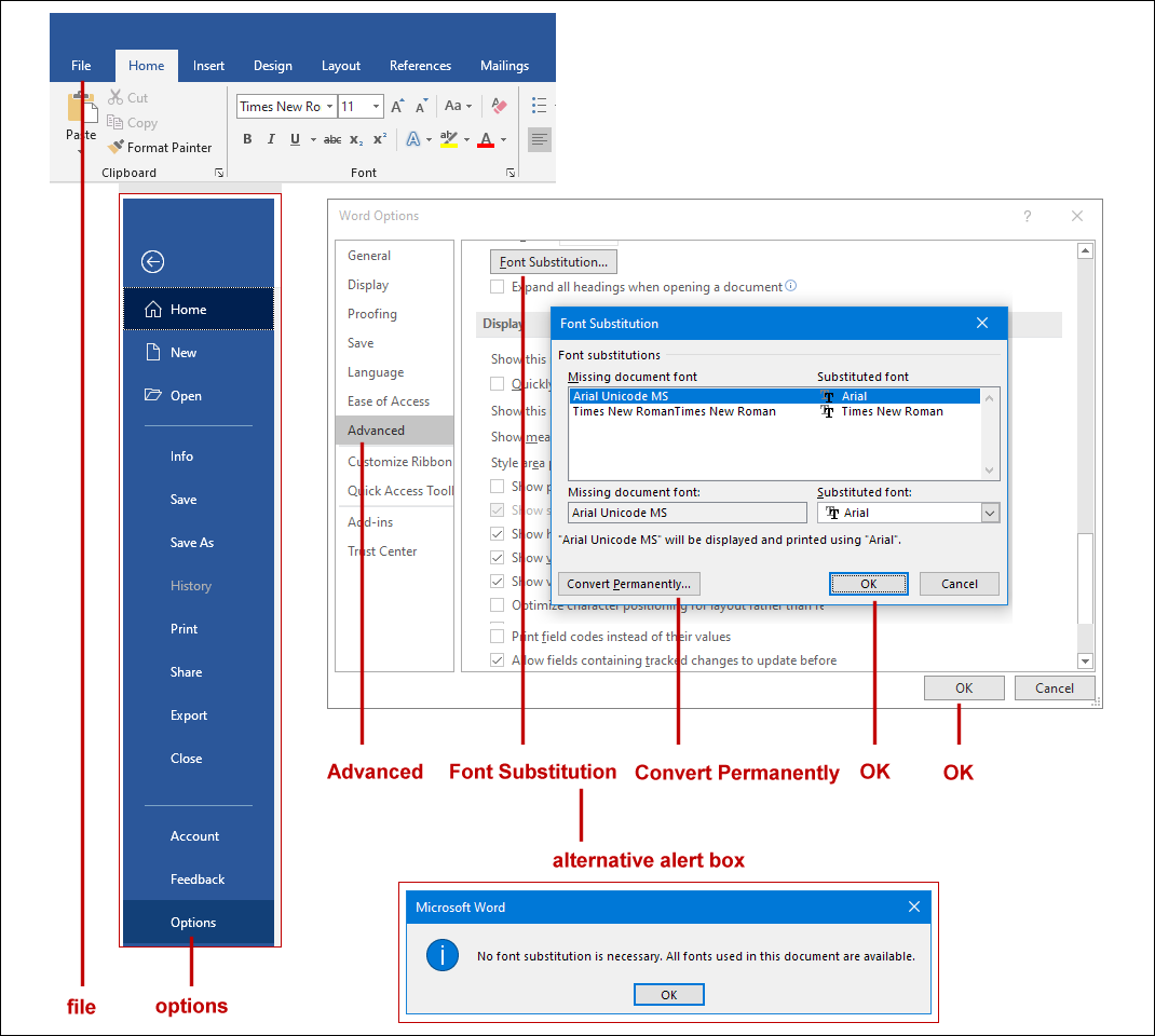 screenshot of font substitution tool